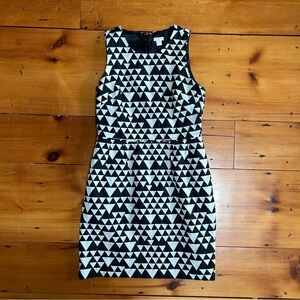J. Crew Women's Black and white dress with Geometric Triangle Pattern, size 8